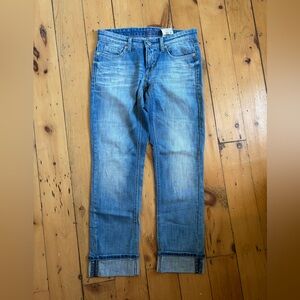 Cambio “Lexy” straight leg crop Jean with crystal rhinestone cuff detail ✨